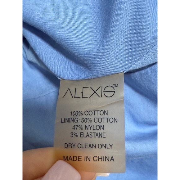 Alexis Romper XS Blue White Print Ruffle Trim Pom Pom Belted One Piece Summer - Picture 8 of 11